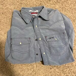 Orvis pearl snap denim fishing shirt
